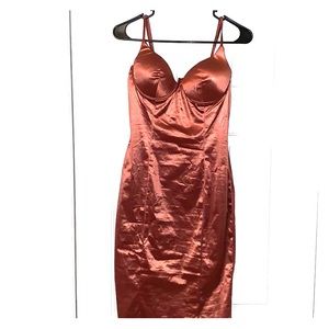 Mauve satin mini dress by Fashion Nova